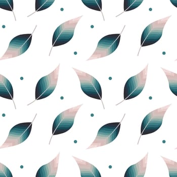 Seamless pattern of delicate leaves in pastel colors. Textile, decor for pastel linen, print