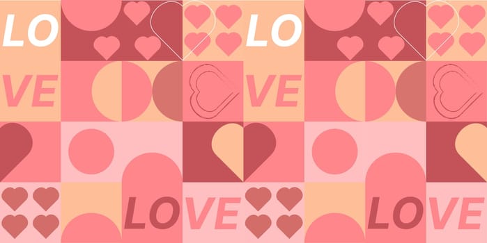 Geometric seamless pattern love theme bauhaus pink