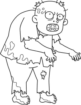 Zombie Big Man Isolated Coloring Page for Kids