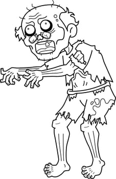 Old Zombie Isolated Coloring Page for Kids