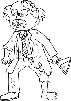 Zombie Scientist Isolated Coloring Page for Kids