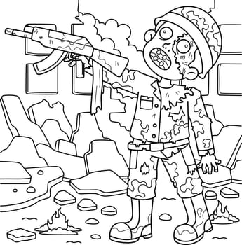 Zombie Soldier Coloring Page for Kids