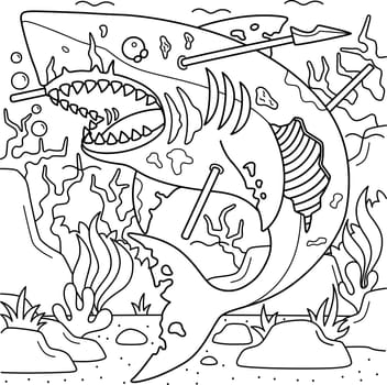 Zombie Shark Coloring Page for Kids