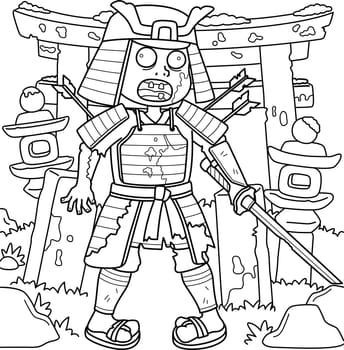 Zombie Samurai Coloring Page for Kids