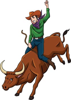 Cowboy Bull Rider Cartoon Colored Clipart