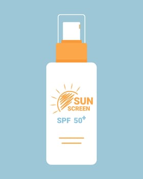 Sunscreen spray. Sunscreen product design. SPF 50 product. Vector illustration