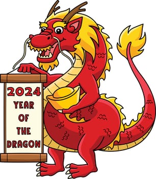 2024 Year of the Dragon Cartoon Colored Clipart