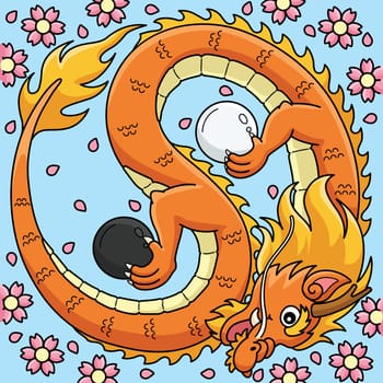Year of the Dragon Yin Yang Colored Cartoon