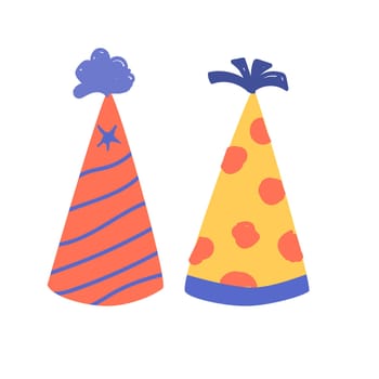 Birthday hat vector set design in cartoon style.