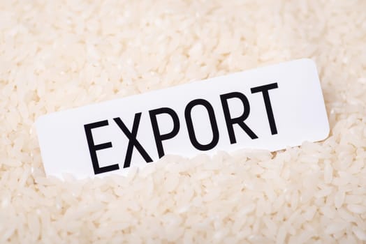 Paper with inscription Export on rice