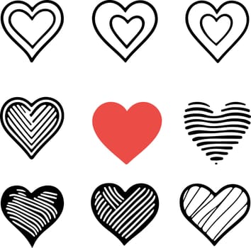 Gorgeous and lovely hearts icons vector set