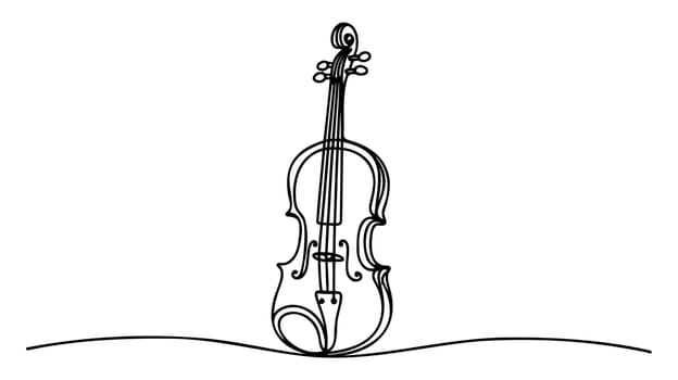 Violin one line art. Continuous line drawing of musical instrument