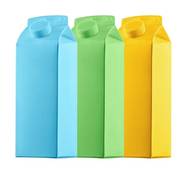 Three beverage carton packagings isolated