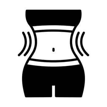 Weight loss solid icon with woman's waist