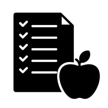 Diet list with apple vector solid icon