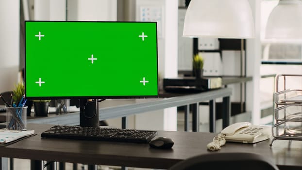 Greenscreen desktop in coworking space