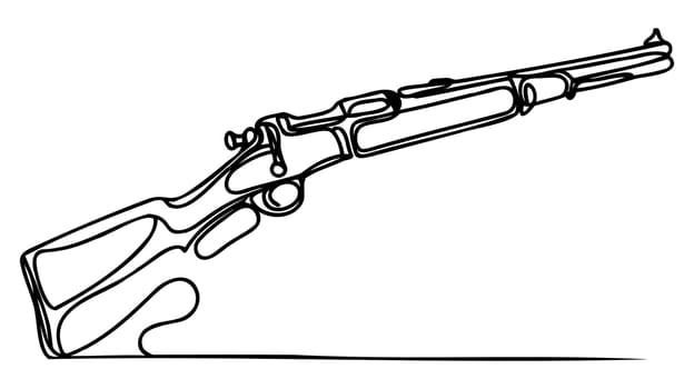 Sniper rifle, firearm one line continuous drawing. Various modern weapons continuous one line illustration.