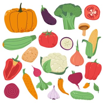 Vegetables for balanced healthy nutrition vector