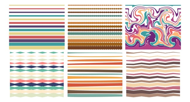 Horizontal groovy striped background in 70s style.