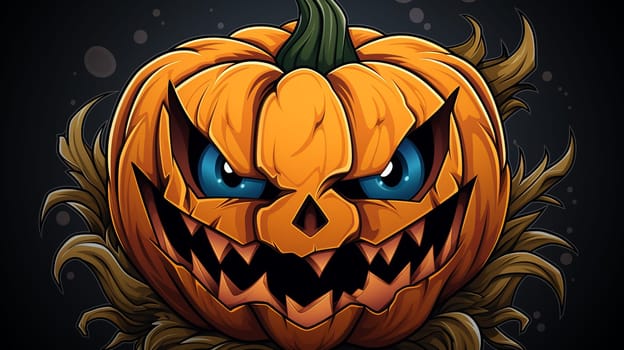  3D cartoon sticker design , Halloween Pumpkin and bat drachula, Mascot Template Cartoon Generate AI