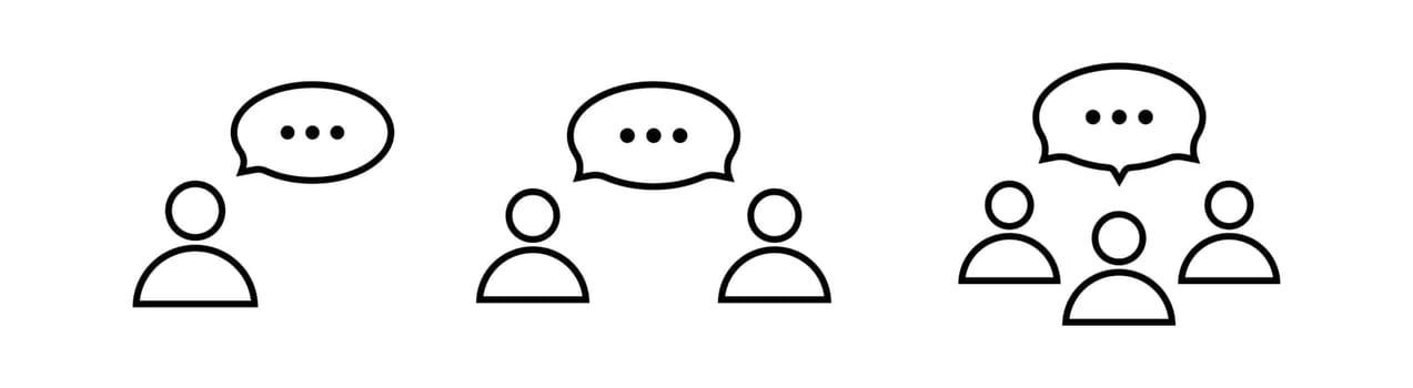 People talking line icon set. Group of people