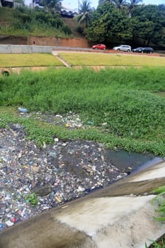 river with pollution and dirt