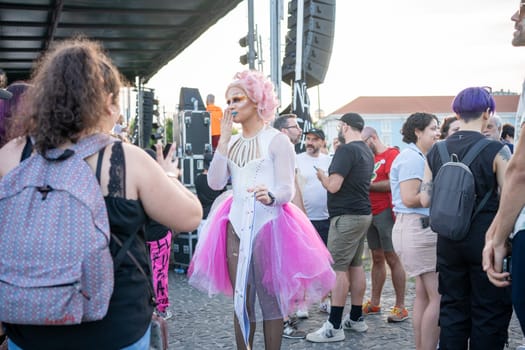 Lisbon, Portugal. 17 June 2023 Drag queen at Pride Parade