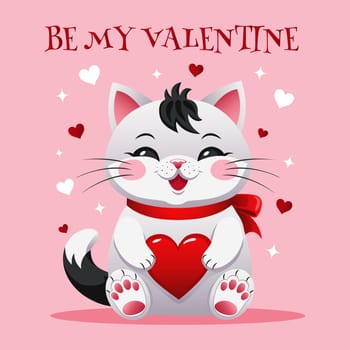 Greeting card with a cat heart for Valentines Day.