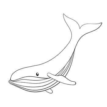 Humpback whale logo in line art style. Undersea animal in hand drawn style. Vector illustration isolated on a white background.