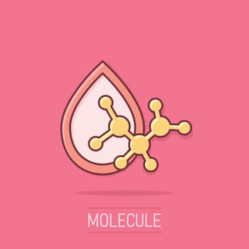 Acid molecule icon in comic style. Dna cartoon vector illustration on isolated background. Amino model splash effect business concept.