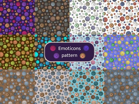 Set of seamless patterns with the image of emoticons