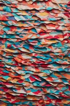 Abstract Painting With Multicolored Paper, Vibrant and Dynamic Artwork. Generative AI.