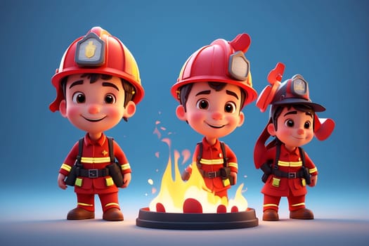 Firefighters Stand Next to Raging Fire, Battling to Save Lives and Extinguish Flames. Generative AI.