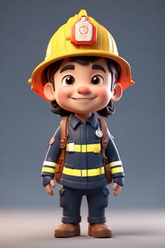Cartoon Character Wearing Firemans Helmet. Generative AI.