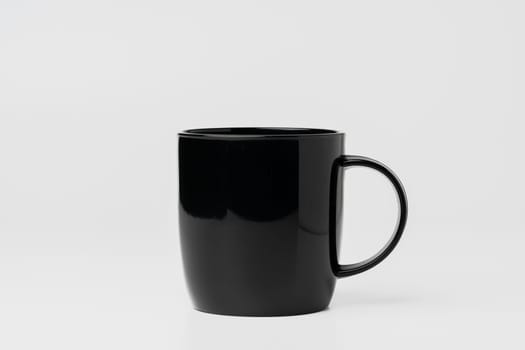 Black coffee mug mock up on white background copy space
