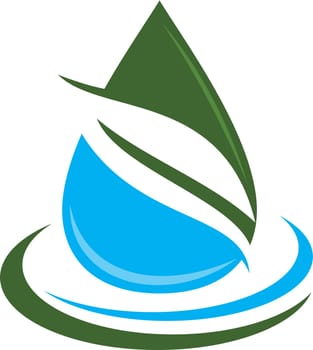 Leaf Water Logo Design Template Vector