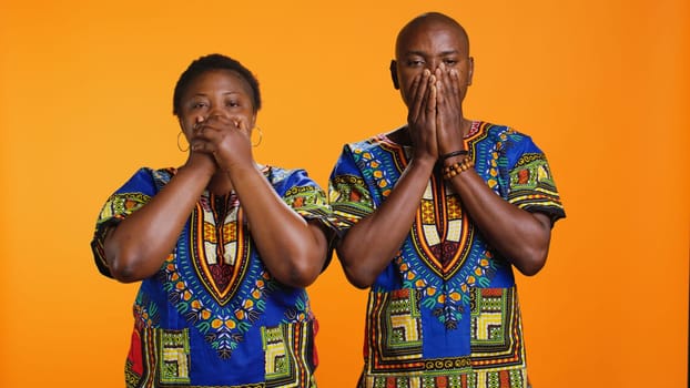 African american people doing three wise monkeys sign