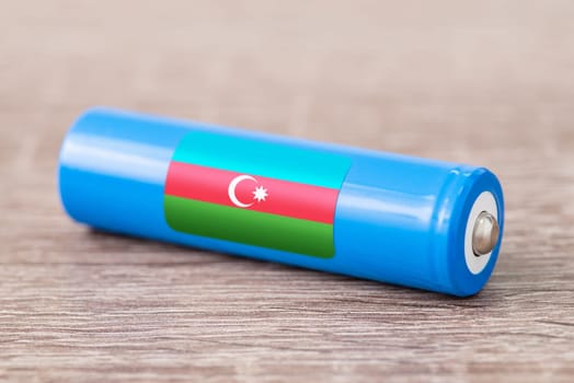 Rechargeable li-ion battery with flag of Azerbaijan