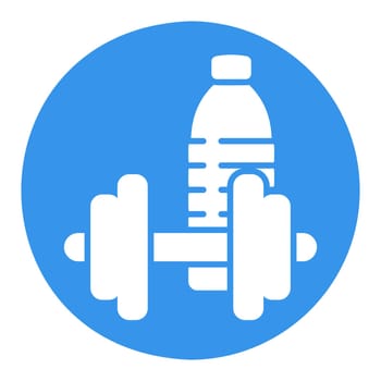 Gym exercise dumbbell with water bottle icon