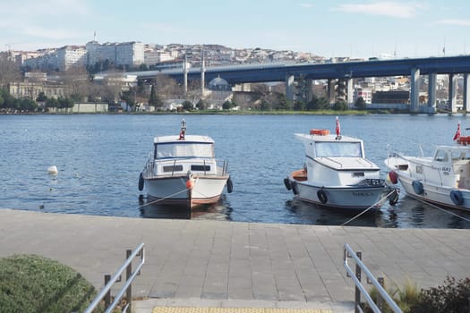 Boat dock on river in istanbul