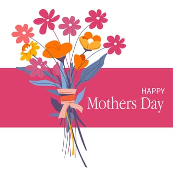 Gift card with bouwuet of flower, mothers day