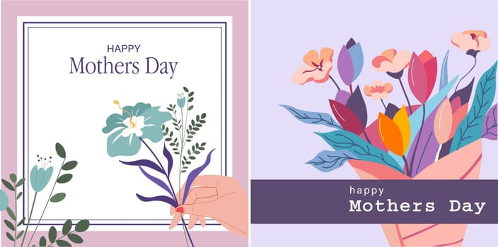 Holiday greeting banner or cards, mothers day