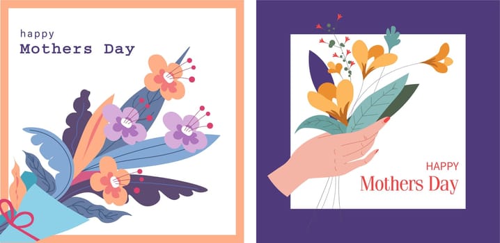 Holiday banner with flowers, happy mothers day