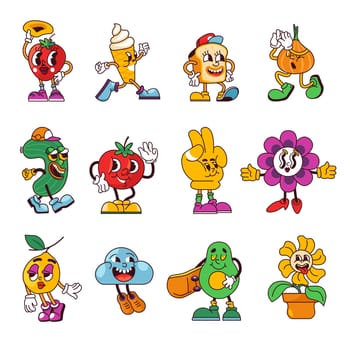 Set of cartoon characters for social media, emoji