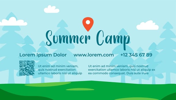 Summer camp business card with contact information