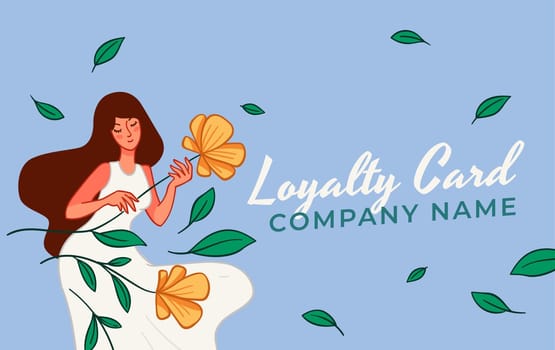 Loyalty card for clients of flower shop, vector