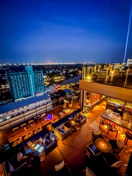 Rooftop views of Chiang Mai by sunset in Thailand
