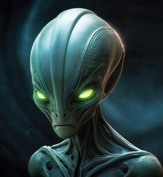 Portrait of a humanoid alien creature. 