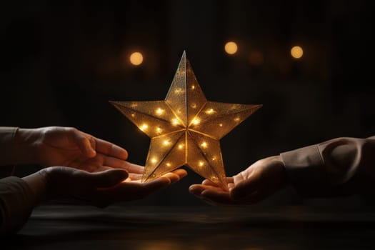 Gold star symbolizing positive reinforcement and recognition for exceptional effort. Generative AI.