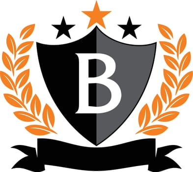 Emblem Star Ribbon Shield Initial B